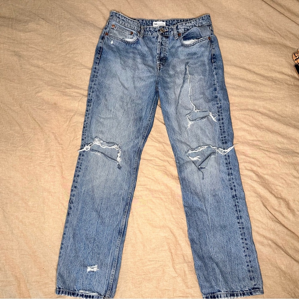 Zara Ripped Straight Cut Jeans!